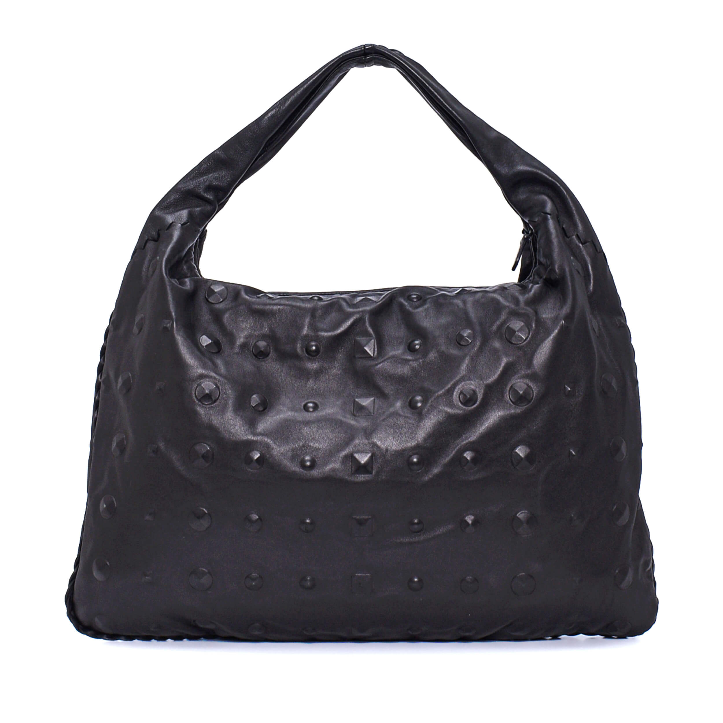 Bottega Veneta - Black Leather Stud Large Hobo Bag